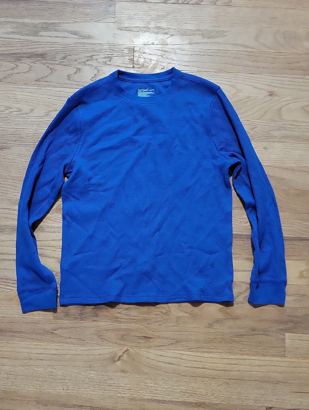 Cat And Jack Sz L Boys Long-Sleeve Thermal Crew Neck Shirt - Blue